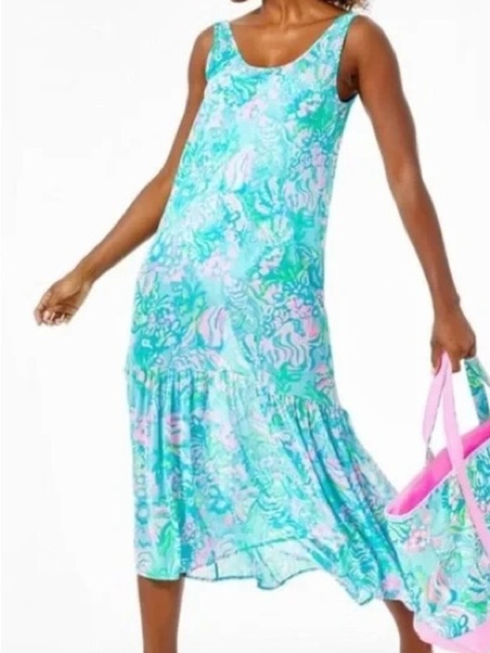 Lilly Pulitzer Camellia Cover Up Dress Blue Ibiza Aqua la Vista xxs EUC